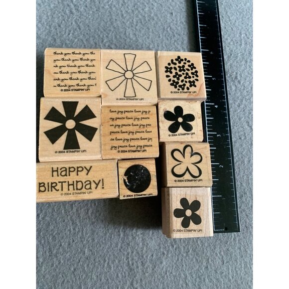 Stampin Up Flower & Sentiment Rubber Stamps Set - Birthday Thank You Love & Joy - Picture 3 of 4